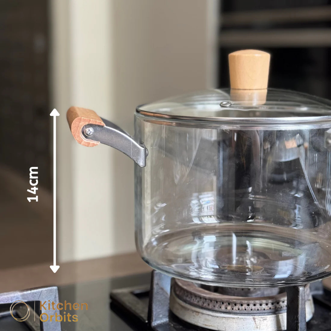 Glass Pot with Wooden Handles