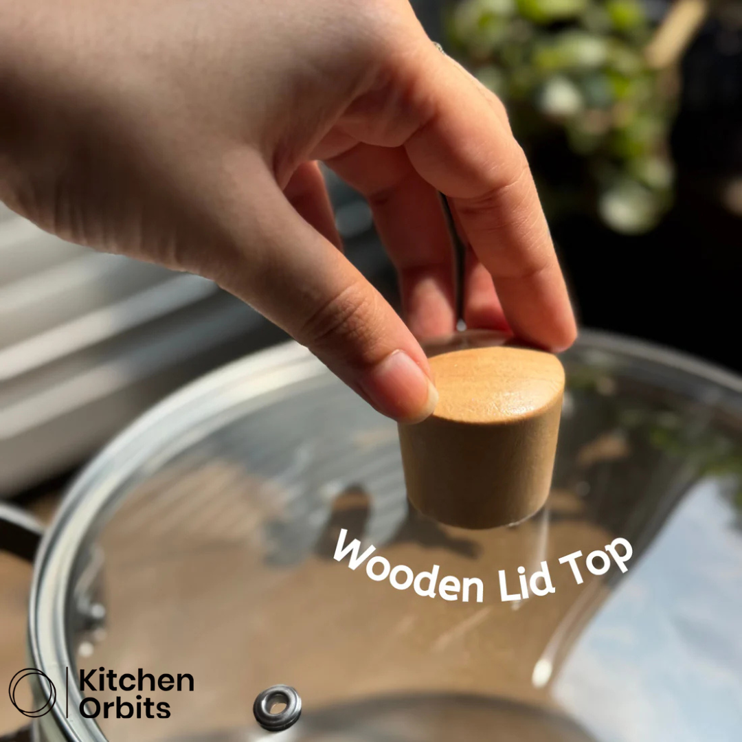 Glass Pot with Wooden Handles