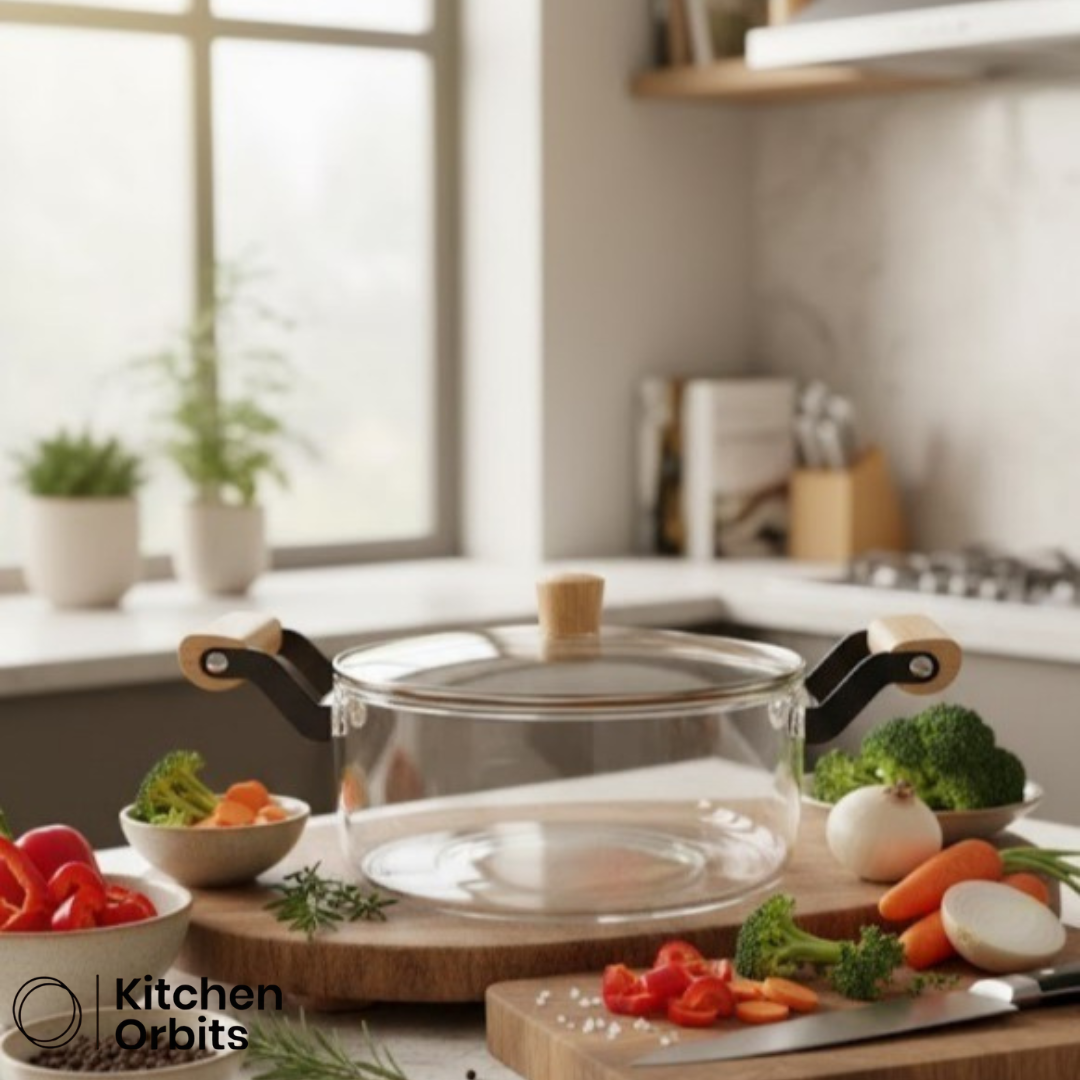 Glass Pot with Wooden Handles